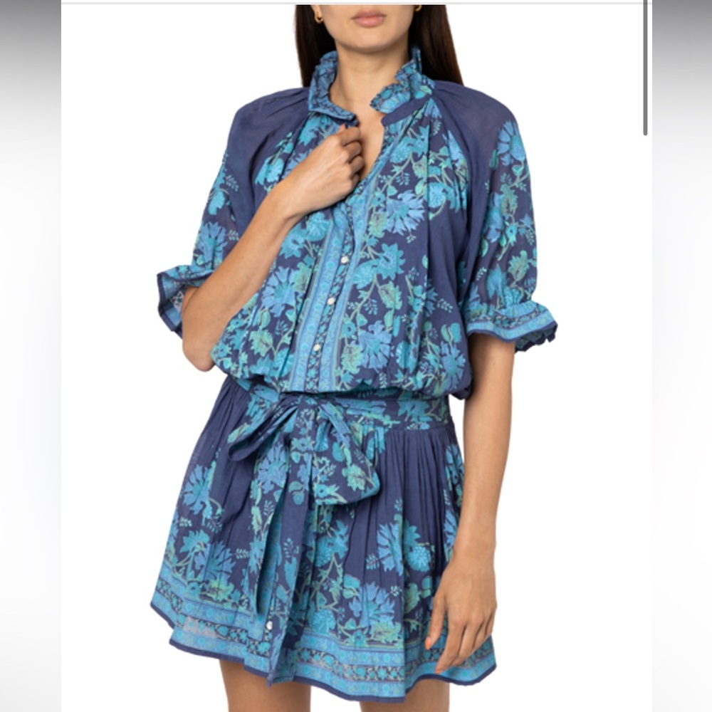 Juliet Dunn Blouson Dress, Rose Border Print